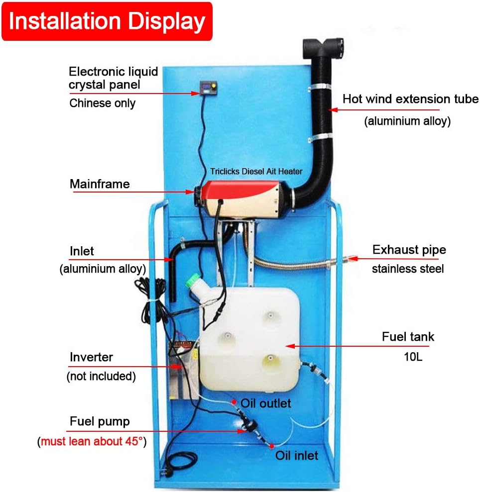 12V 5KW Diesel Heater with LCD Monitor Parking Heater 10L diesel tank and Silencers for Truck Boat Car Trailer-11GRK