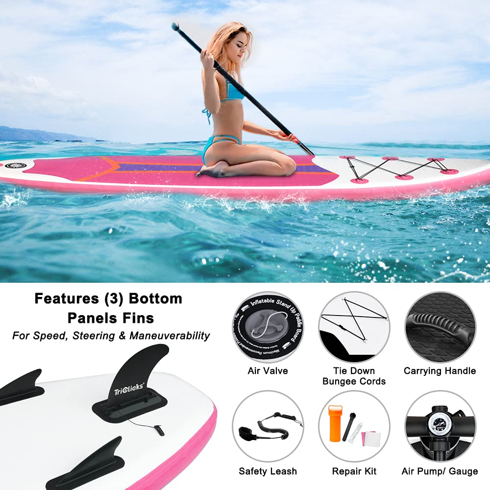 SUDOO 10FT 3M Inflatable Stand Up Paddle Board SUP Board 6” Thick Surfboard Lightweight Non-Slip EVA Deck SUP Package Complete Kit for All Skill Beginners Adults Fishing Yoga Surfing (300x76x15cm)