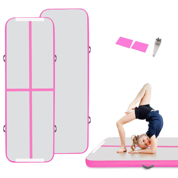 Inflatable Gymnastics Mat 3M / 4M Length Inflatable Tumbling Mat 10cm Thickness Air Floor Mat Tumble Track Gym Mat for Home Use/Training/Yoga/Water Fun/Pilates
