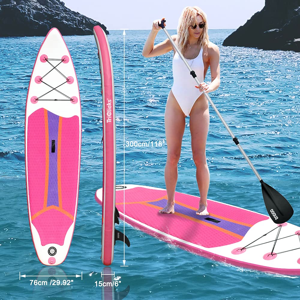 SUDOO 10FT 3M Inflatable Stand Up Paddle Board SUP Board 6” Thick Surfboard Lightweight Non-Slip EVA Deck SUP Package Complete Kit for All Skill Beginners Adults Fishing Yoga Surfing (300x76x15cm)