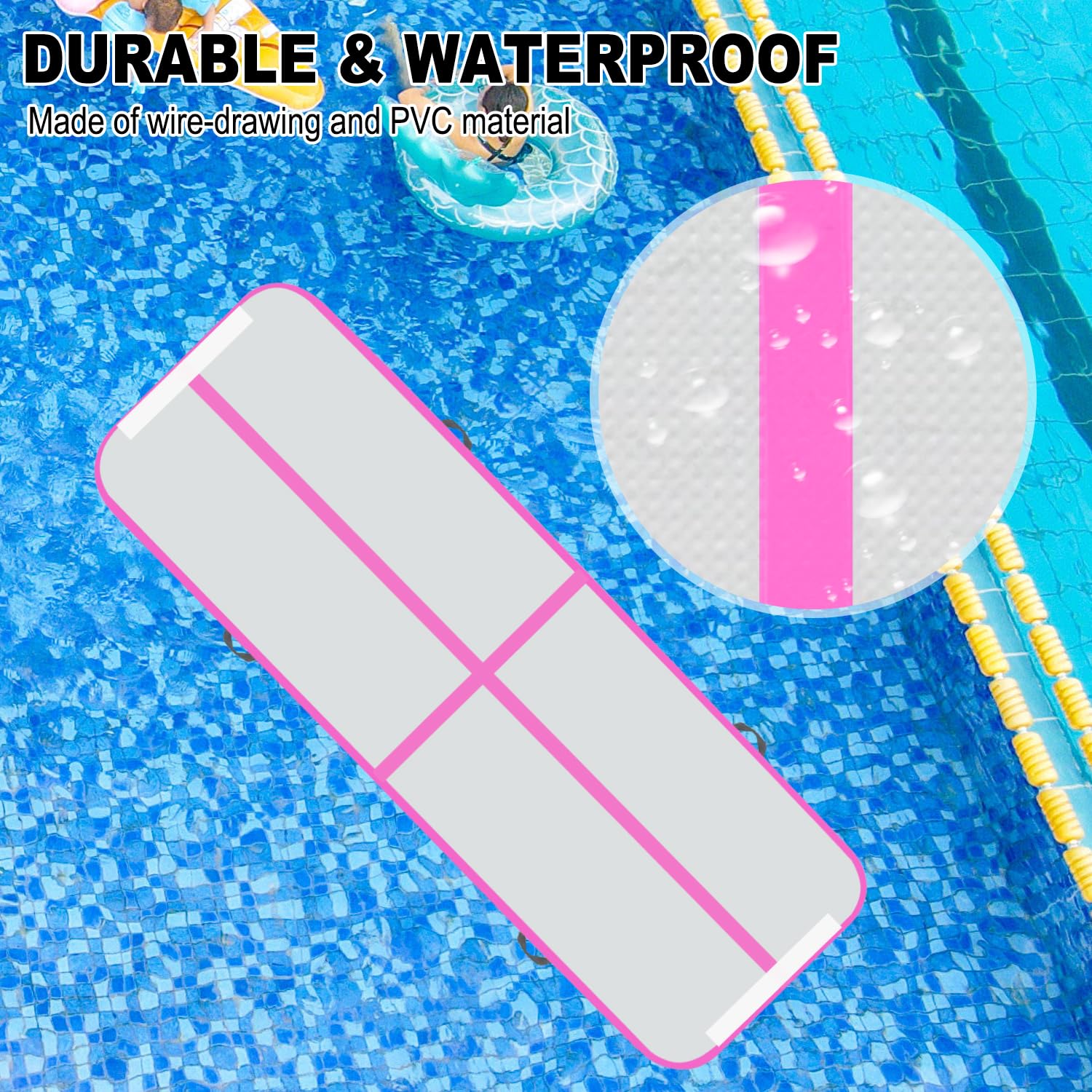 3M / 4M Inflatable Gymnastics Mat Tumbling Mat 10cm Thickness Air Floor Mat Tumble Track Gym Mat for Home Use/Training/Yoga/Water Fun/Pilates with Electric Pump