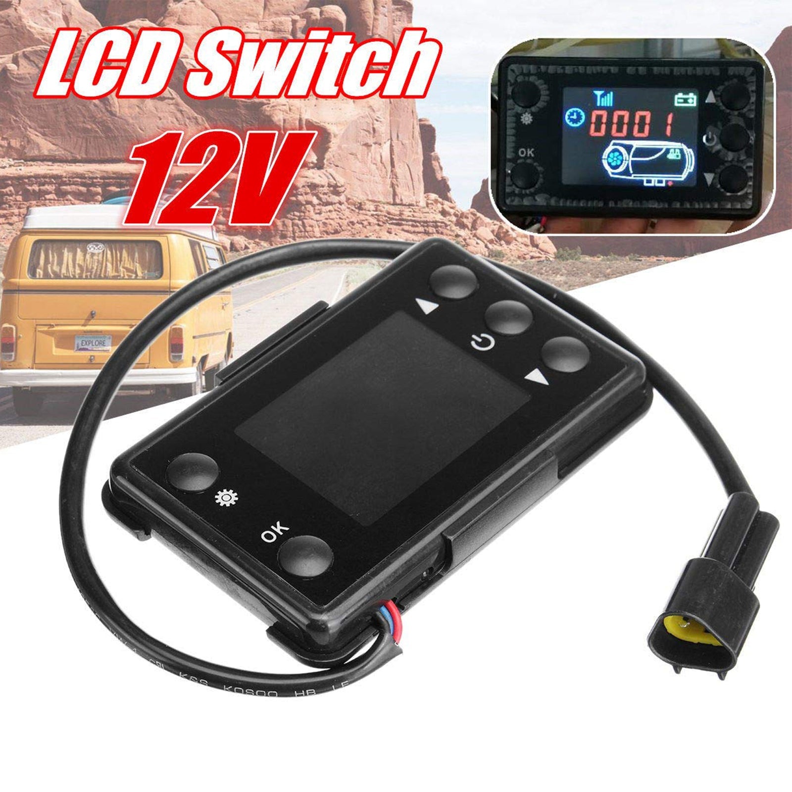 Triclicks LCD Switch Controller with 4 Button Remote Control For Car Diesel Air Heater, 12V Air Parking Heater With Remote Control