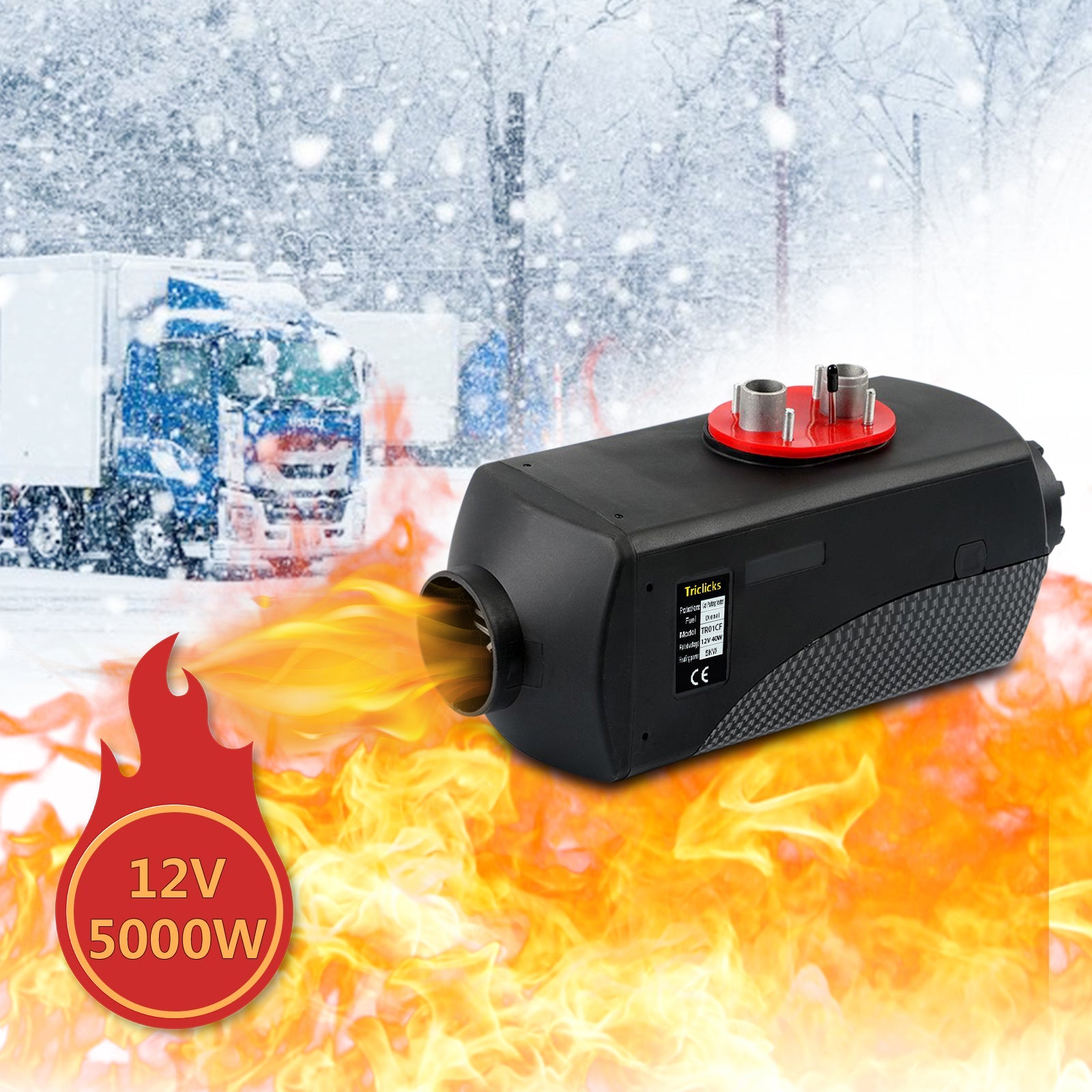 12V 5KW Diesel Heater with LCD Monitor Parking Heater 10L diesel tank and Silencers for Truck Boat Car Trailer-01CF