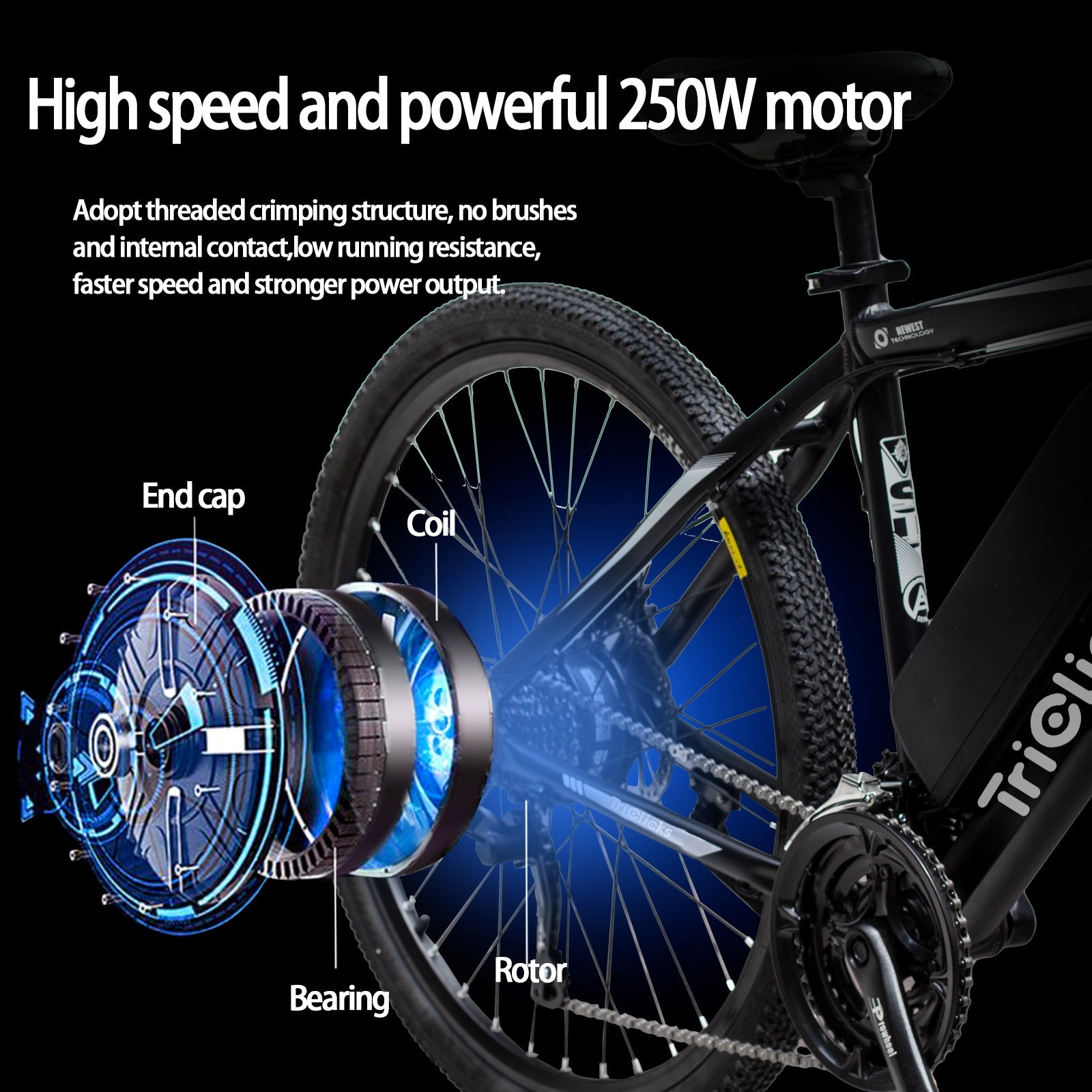Triclicks Electric Bike 26 Inch Aluminum Alloy Mountain E-Bike 1.95 Tires 36V 13AH Lithium Battery Ebike-2022