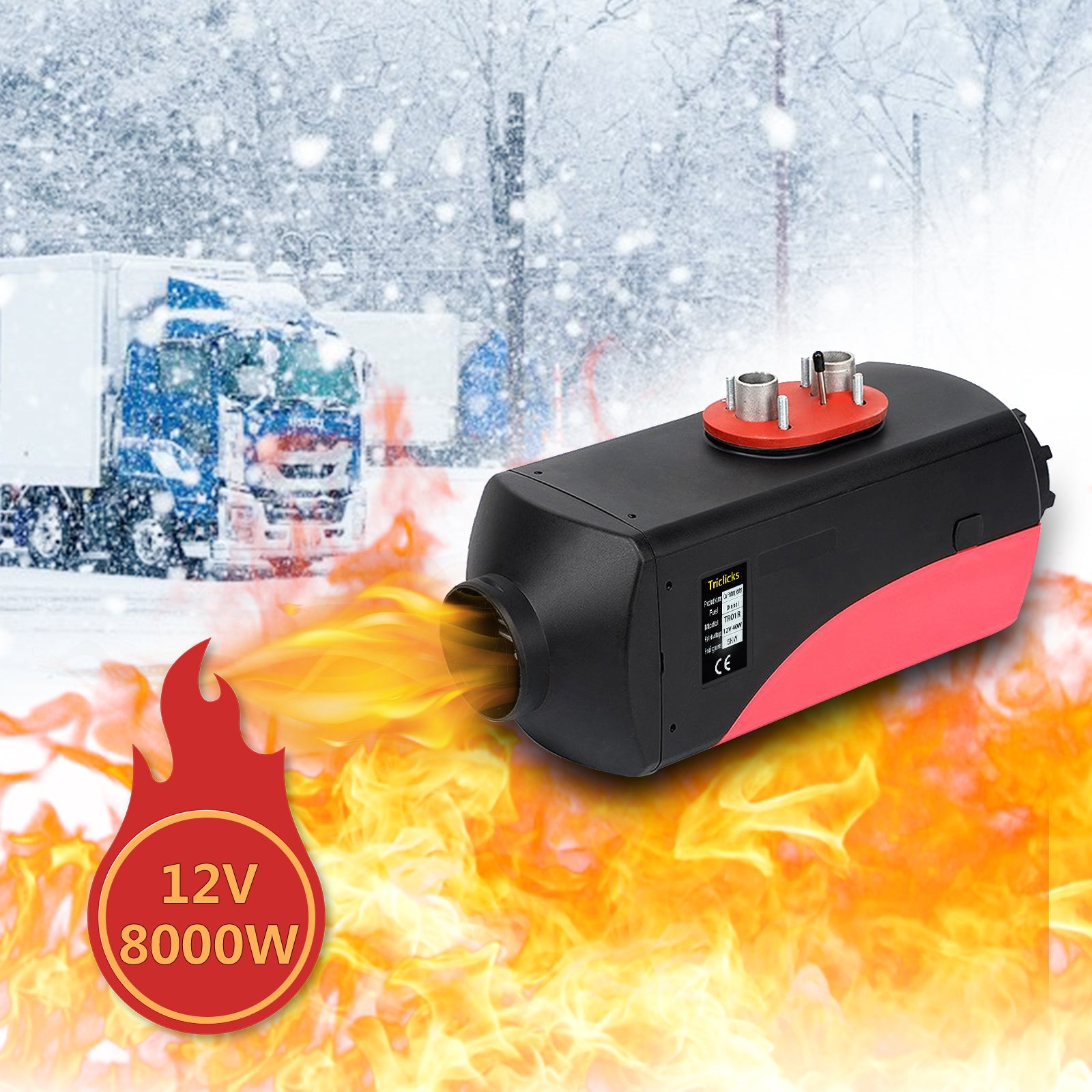 Triclicks 5KW 12V Chinese Cheap Air Diesel Parking Heater Red&Black-01R
