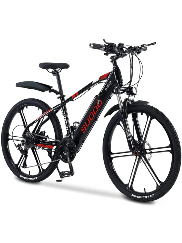 SOODOO Electric Bike | Red Warrier 26" Electric Mountain Pedal E-Bike | 36V12A Battery with Integrated wheels |