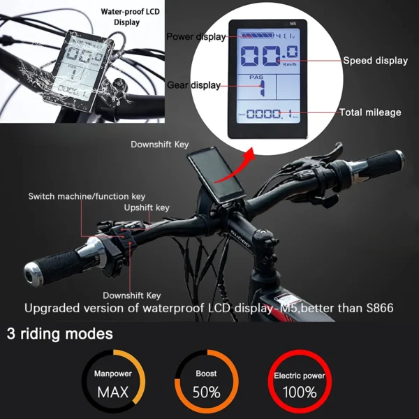 SOODOO Electric Bike | Red Warrier 26" Electric Mountain Pedal E-Bike | 36V12A Battery with Integrated wheels | - Image 4