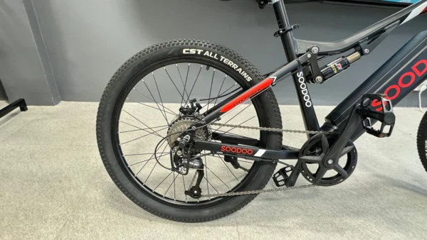 SOODOO Racing Electric Bike | Full Dual Suspension Mountain Electric Bike | Red Electric mountain Ebike - Image 7