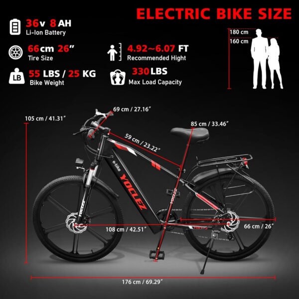 Yoclez Electric Bikes for Adults_Electric Bicycle_Warrier 26" Mountain Pedal EBike_2603K - Image 9